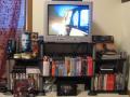This is my beloved tv stand. It cost me $20 and it's sturdy as all get out!